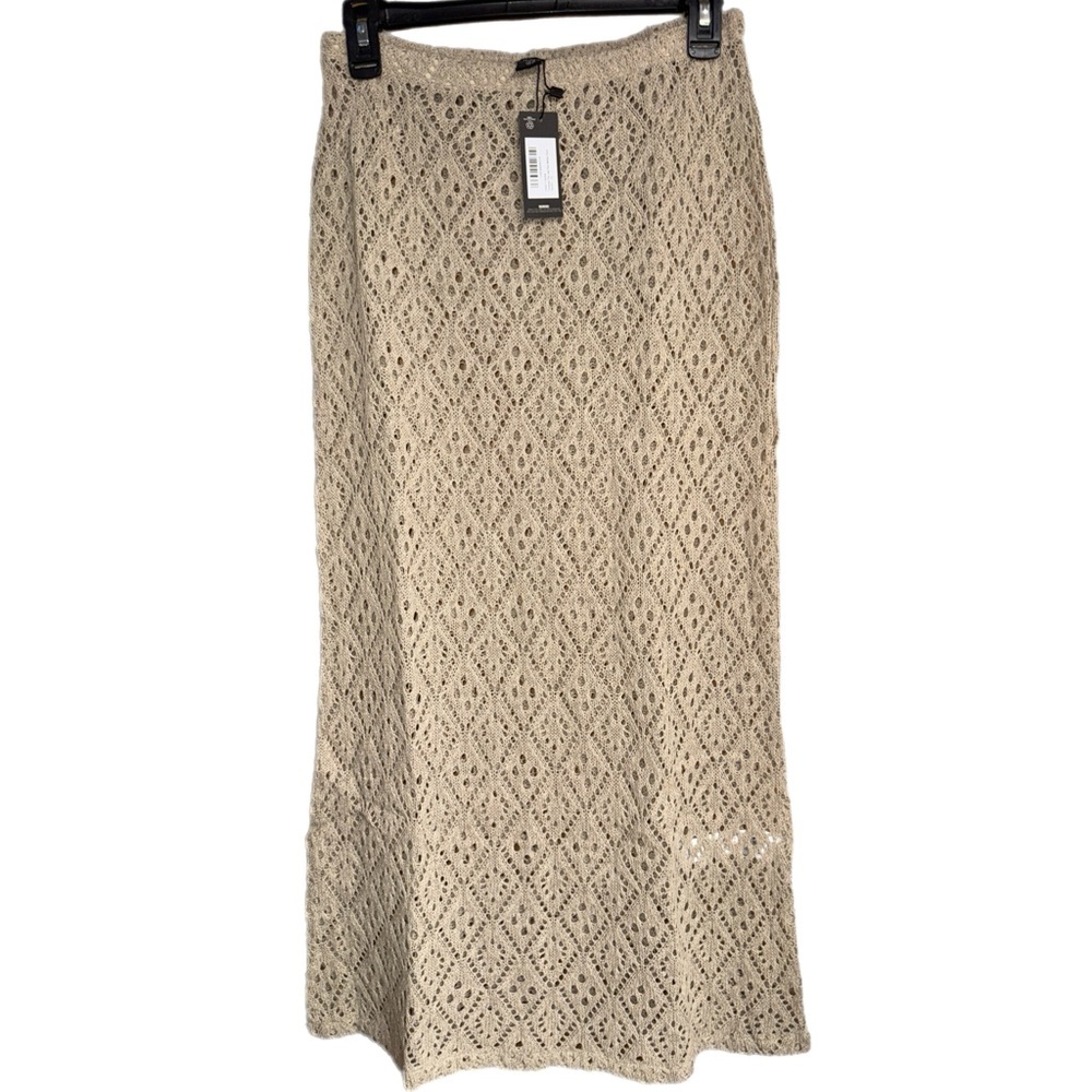 PrettyLittleThing - Crochet Knit Maxi Skirt - Cream/Beige - Size 6 - NWT - Picture 3 of 7